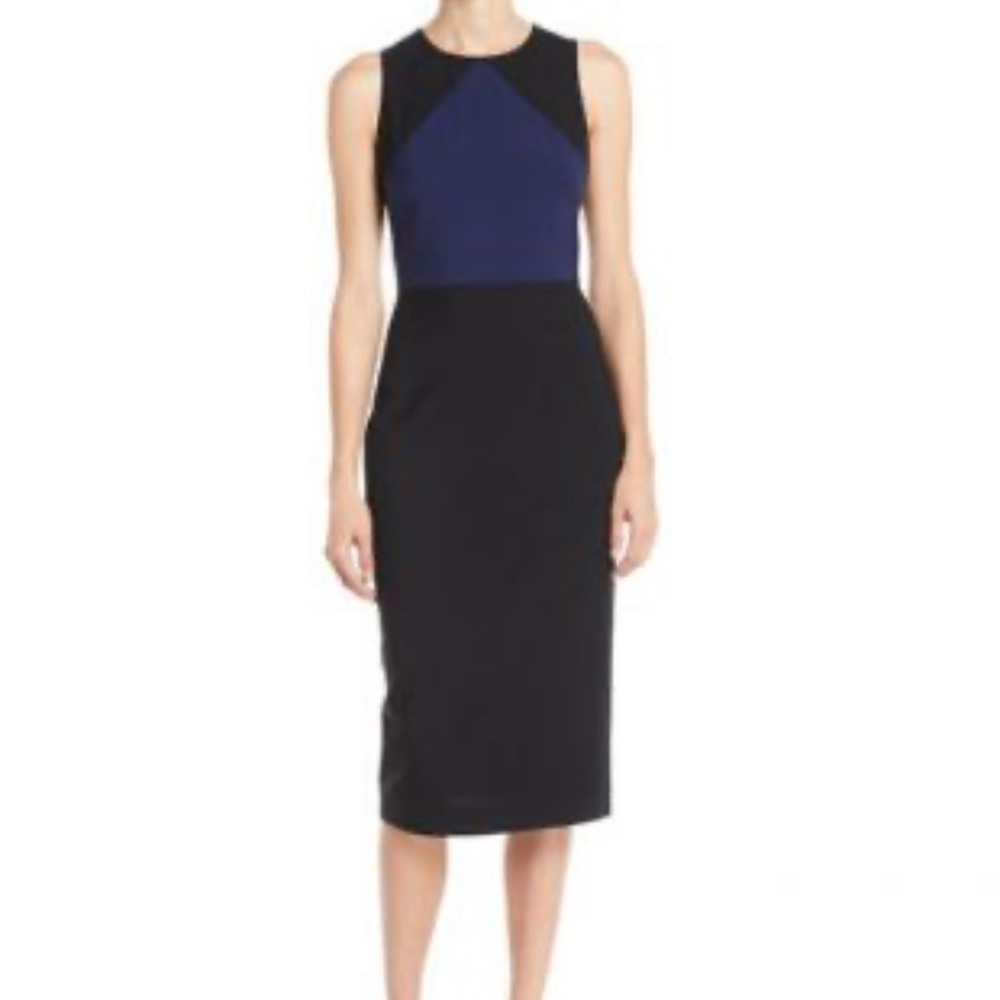 NWOT, Diane Von Furstenberg DVF Color Block Midi Sheath Dress, 14